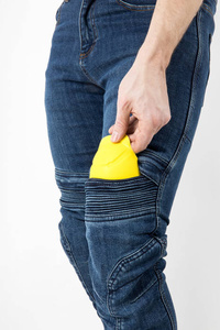 Jeansy motocyklowe OZONE HORNET II sprany niebieski