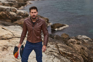 Kurtka motocyklowa skórzana Shima HUNTER+ 2.0 brązowy