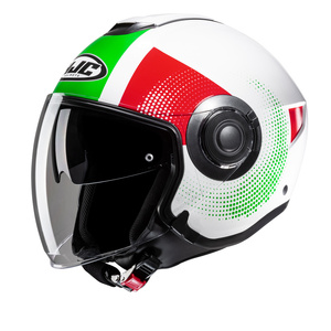 Kask motocyklowy otwarty HJC I40N Pyle biały/zielony