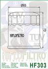 Filtr oleju Hiflofiltro HF303 Honda,Kawasaki,Polaris,Yamaha