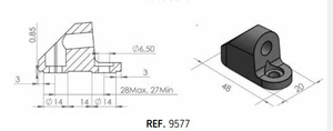 Adapter lusterek PUIG Hi-Tech do owiewek (9577N, lewy lub prawy) Czarny (N)