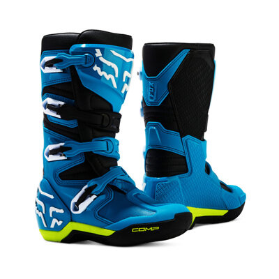 Dziecięce buty motocyklowe cross offroad mtb FOX Comp niebieski/żółty Junior