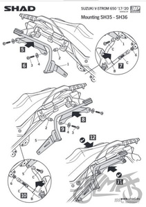 Stelaż boczny 3P SHAD kufra motocyklowego do Suzuki V-Strom DL