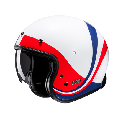 Kask motocyklowy otwarty HJC V31 Emgo biały/niebieski