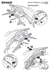 Stelaż boczny 3P SHAD kufra motocyklowego do Suzuki V-Strom DL