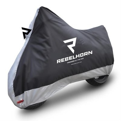 Pokrowiec przeciwdeszczowy na motocykl Rebelhorn COVER II czarny-srebrny