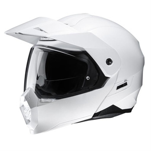 Kask motocyklowy szczękowy z daszkiem HJC C80 perłowy biały