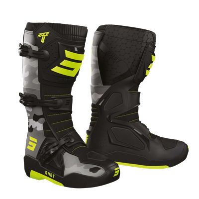 Buty motocyklowe off-road Shot Race 4 czarne-fluo-camo